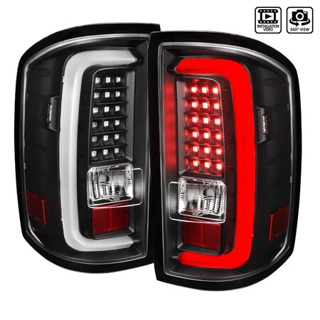 Spec-D Tuning Gmc Sierra Led Tail Lights All Black Housing With Clear Lens 14-18 LT-SIE14JMLED-V2-TM